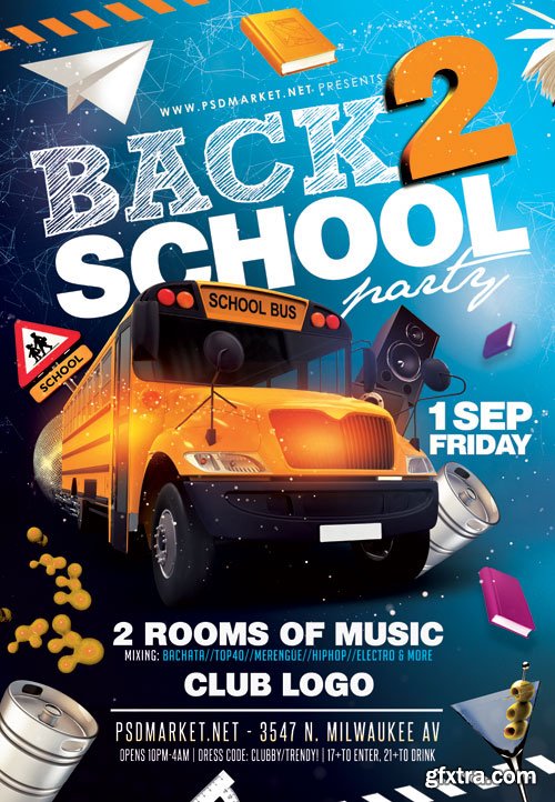 Back to school party night - Premium flyer psd template » GFxtra