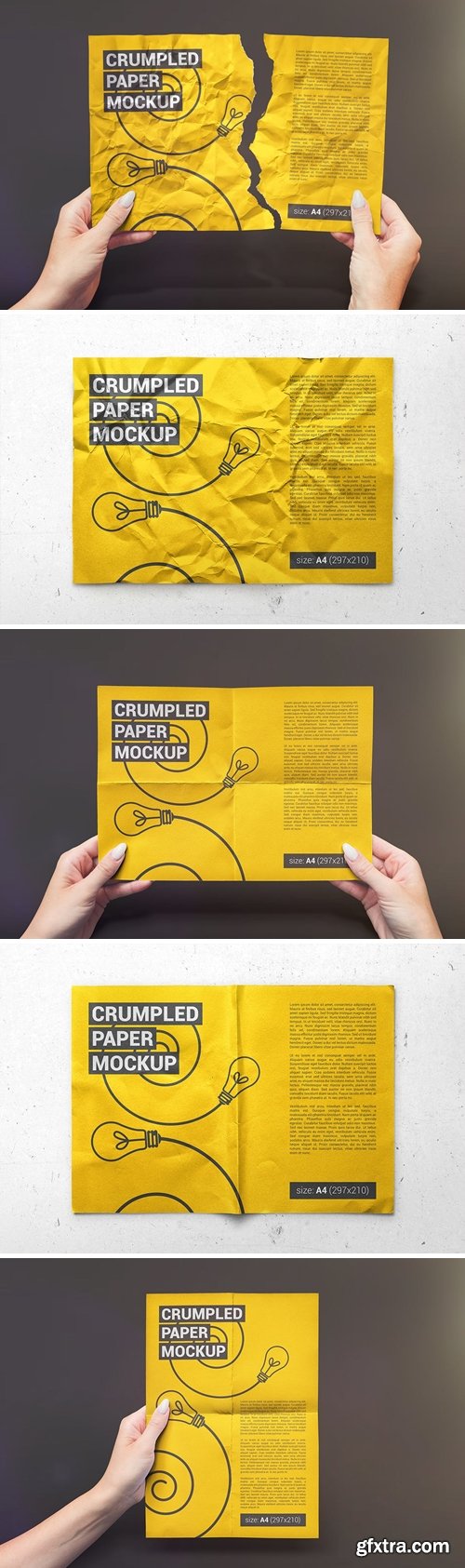 Crumpled A4 Paper / Poster / Flyer Mockup » GFxtra