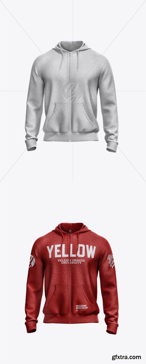 Melange Men’s Full-Zip Hoodie Mockup - Front View 32319 Melange Men’s Full-Zip Hoodie Mockup - Front View 32319