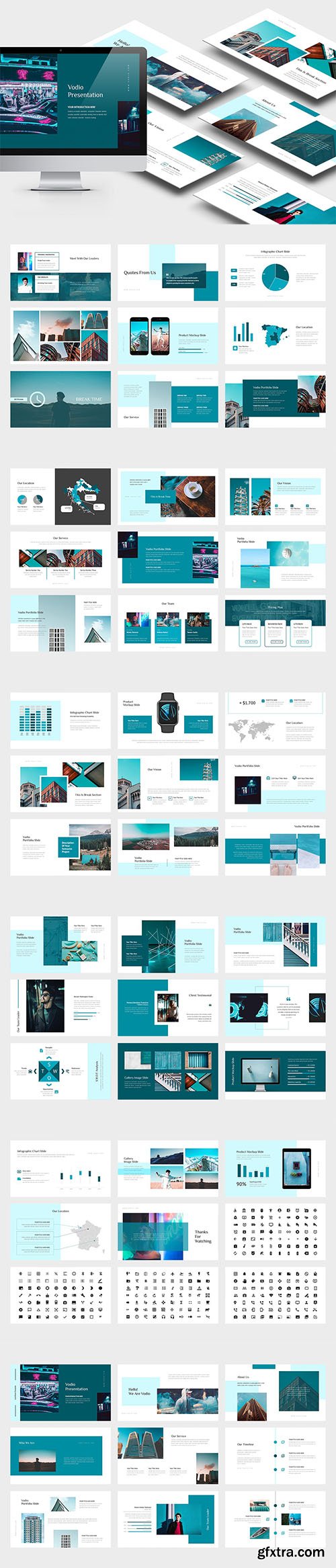 Vodio : Cyan Gradient Color Tone Powerpoint