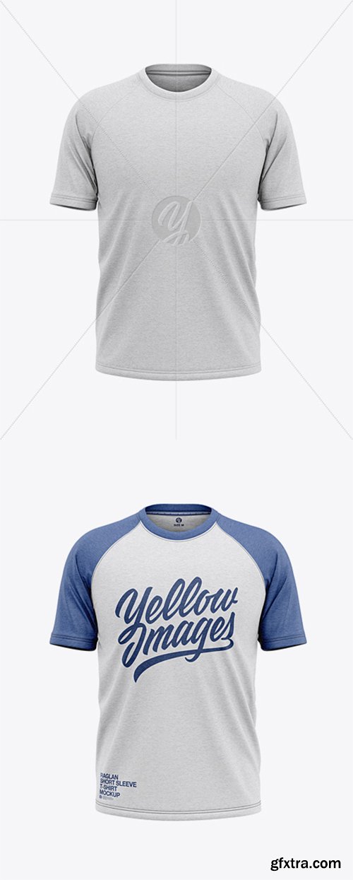 Men’s Heather Raglan Short Sleeve T-Shirt Mockup - Front View 37596 Men’s Heather Raglan Short Sleeve T-Shirt Mockup - Front View 37596