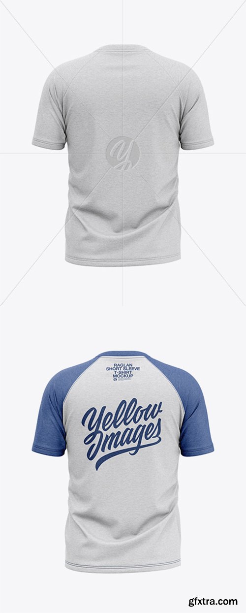 Men’s Heather Raglan Short Sleeve T-Shirt Mockup - Back View 37597