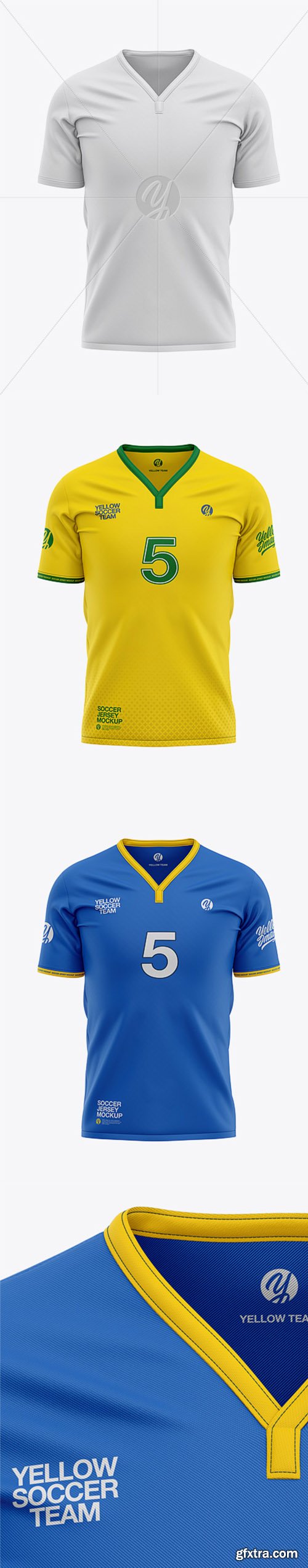 Men’s Soccer Y-Neck Jersey Mockup - Front View 37046