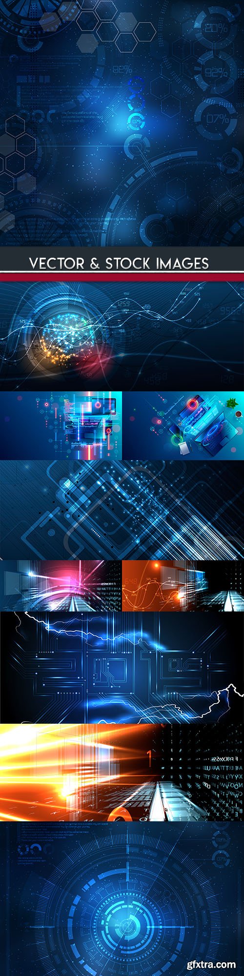Technology future abstract background blue 6