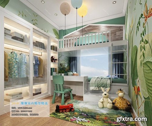 Modern Style Children Bedroom Interior Scene 01 (2019)
