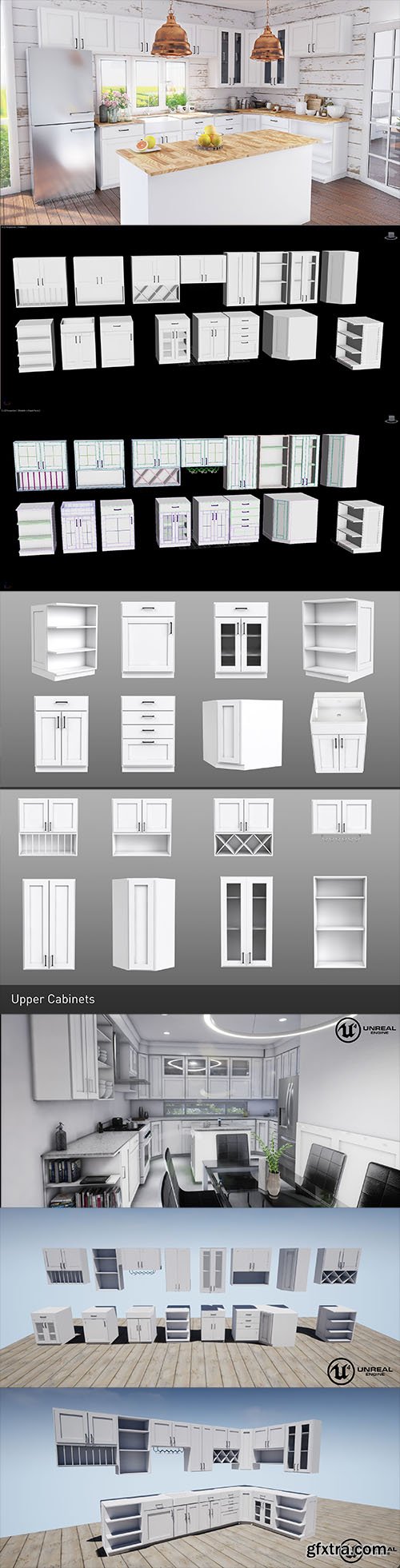 Cgtrader -  Vray and UE4 Shake Style Cabinets - 16 modular models Low-poly 3D model