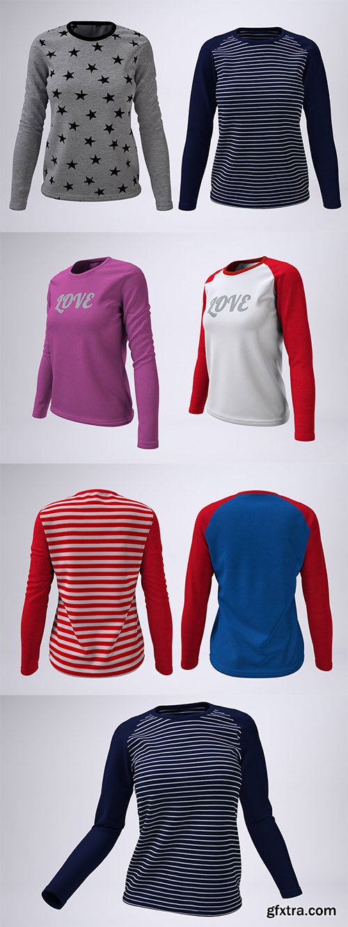 Woman's Long Raglan Sleeve T-Shirt Mock-Up Woman's Long Raglan Sleeve T-Shirt Mock-Up