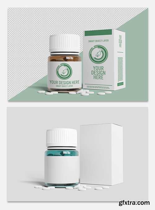 Pill Bottle and Box Packaging Mockup 247665000 Pill Bottle and Box Packaging Mockup 247665000