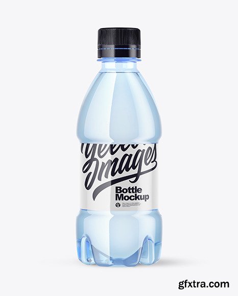 250ml PET Blue Water Bottle Mockup 46845