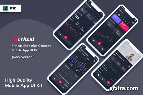 Fitness Statistics Mobile App Dark Version