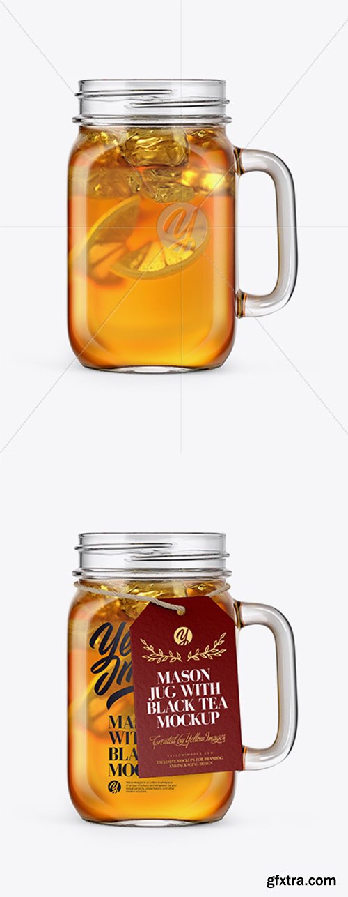 Opened Mason Jug with Tea Mockup - Front View 21452