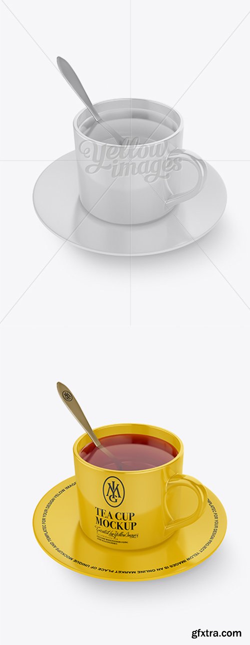 Glossy Cup & Saucer With Filing Mockup (High-Angle Shot) 18124 Glossy Cup & Saucer With Filing Mockup (High-Angle Shot) 18124
