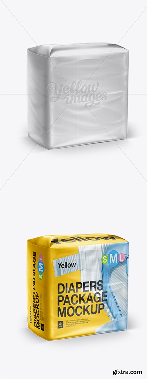 Diapers Large Package - Half Side View Mockup 11159 Diapers Large Package - Half Side View Mockup 11159