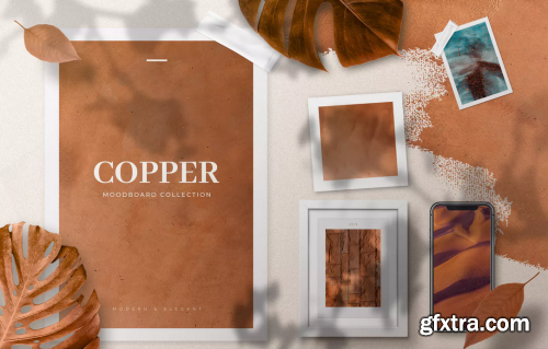 Copper Realistic Moodboard Mockups