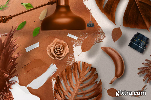 Copper Realistic Moodboard Mockups
