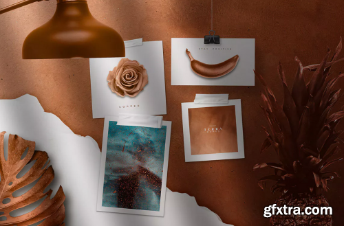 Copper Realistic Moodboard Mockups