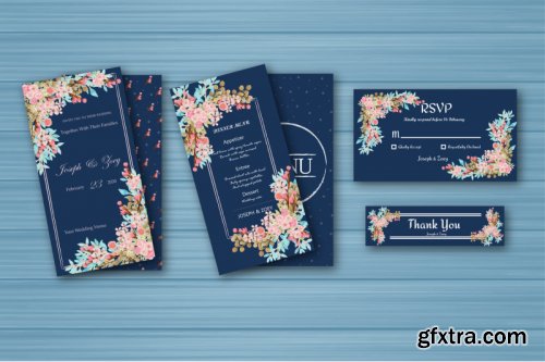 Watercolor Floral Wedding invitation Set