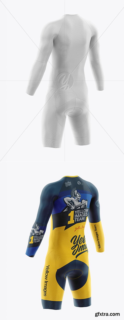 Cycling Speed Suit Mockup - Back Half Side View 42779