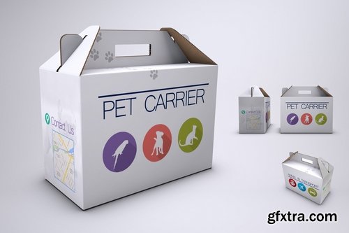 Pet Carrier Cardboard Box Mock-Up