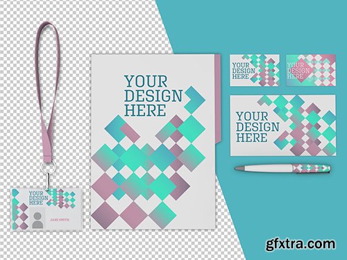 Pastel Stationery and ID Badge Mockup Set 267151711
