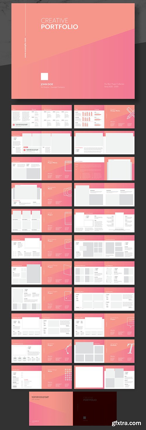 Creative Portfolio Layout with Peach Gradient Accents 244118380 Creative Portfolio Layout with Peach Gradient Accents 244118380