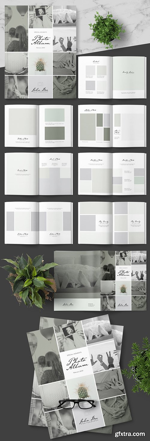 Photo Album Layout with Green Accents 242748205 Photo Album Layout with Green Accents 242748205