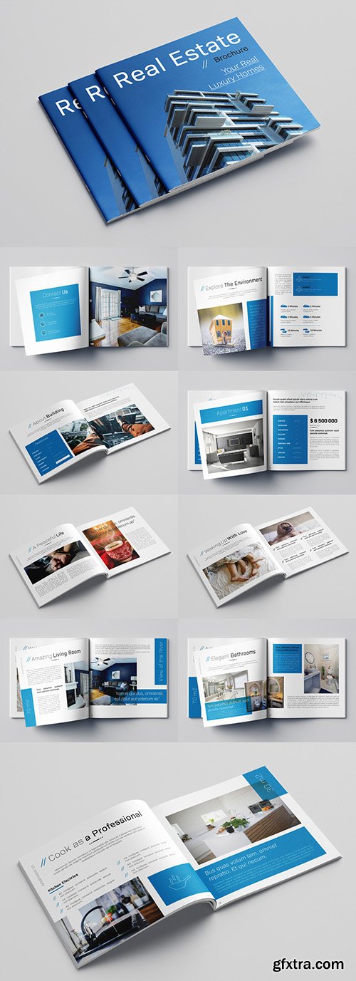 Real Estate Brochure Layout with Blue Accents 242182852 Real Estate Brochure Layout with Blue Accents 242182852
