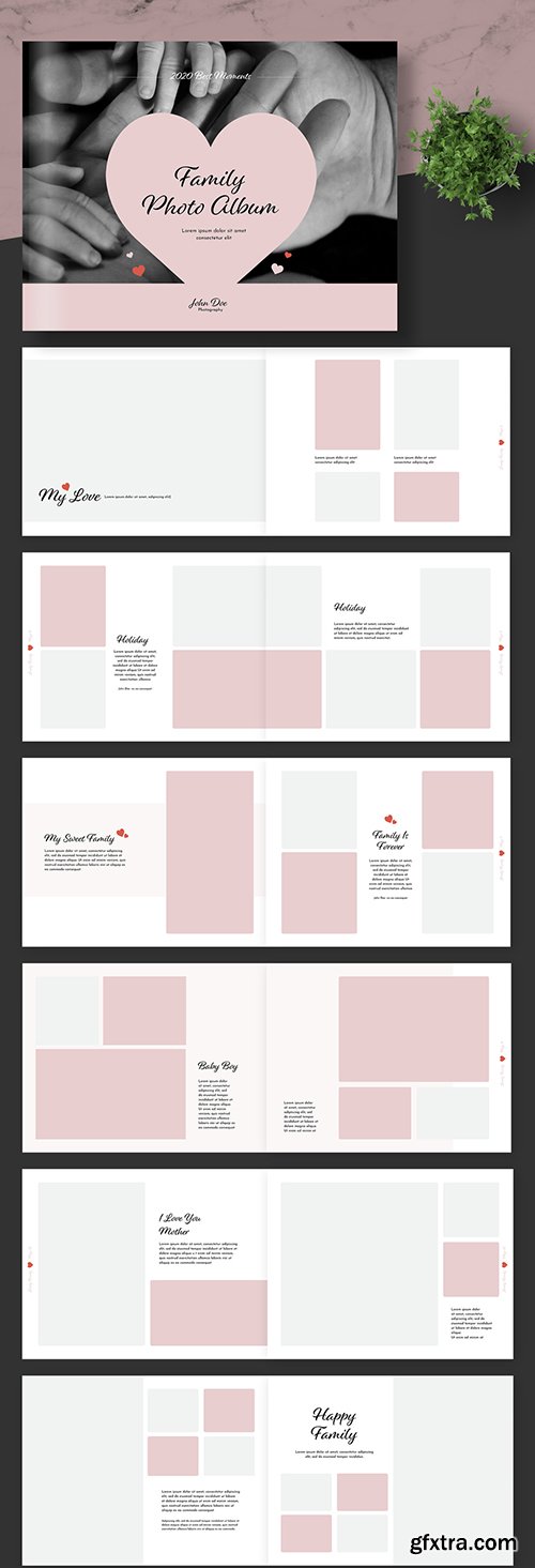 Wedding Photo Album Layout with Pink Accents 247454844 Wedding Photo Album Layout with Pink Accents 247454844