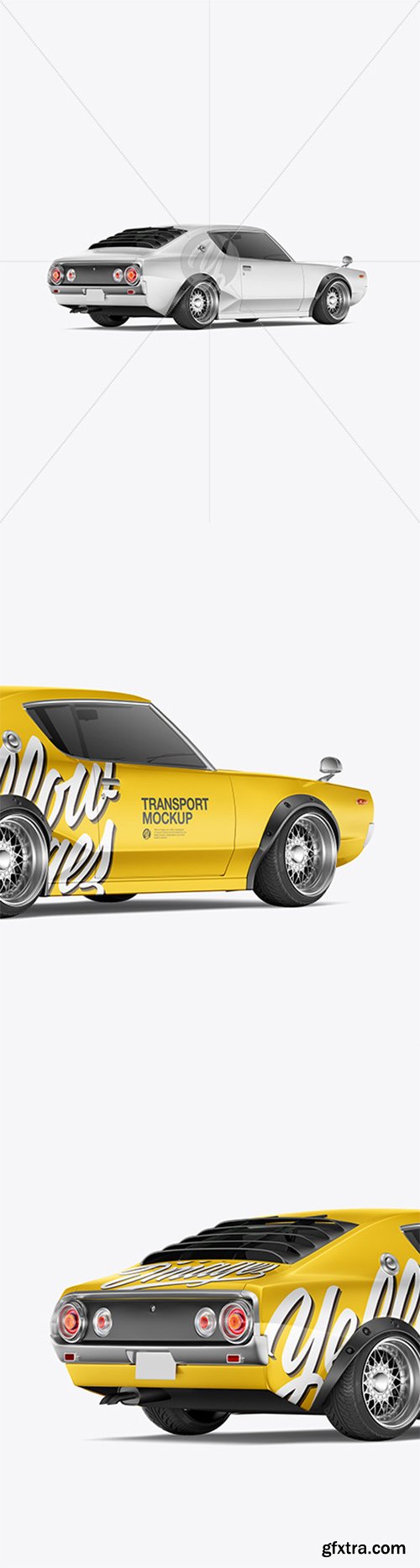 Retro Sport Car Mockup - Back Half Side View 45992