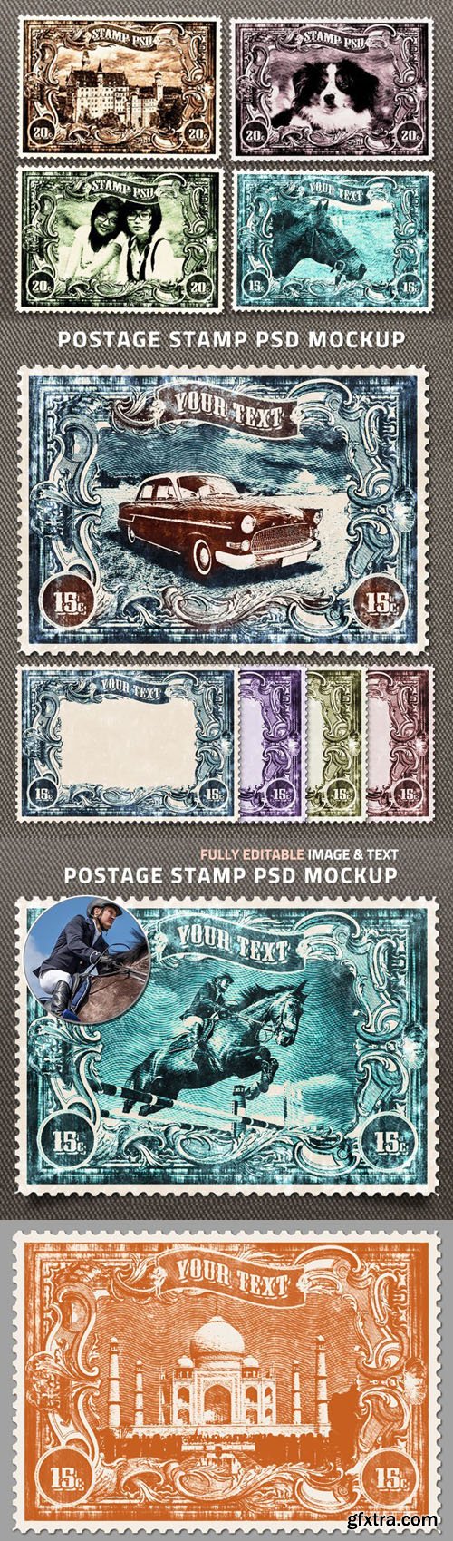 Postage Stamps PSD Mockup