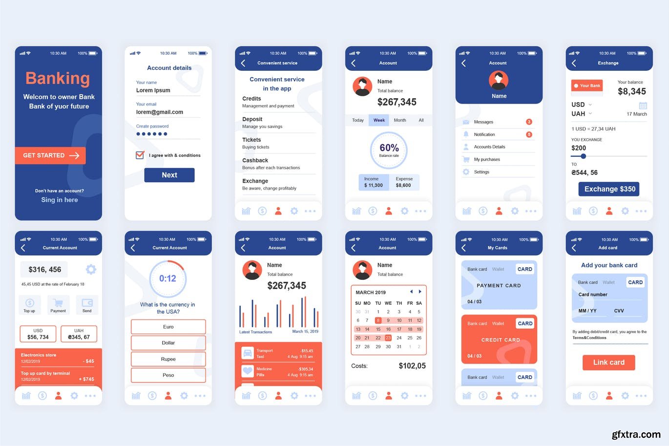 Mobile App UI Kit » GFxtra