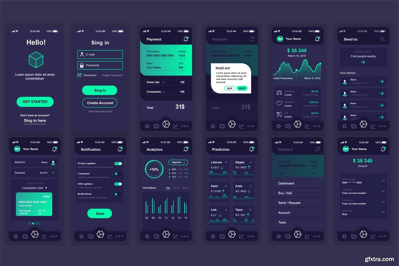 Mobile App UI Kit » GFxtra