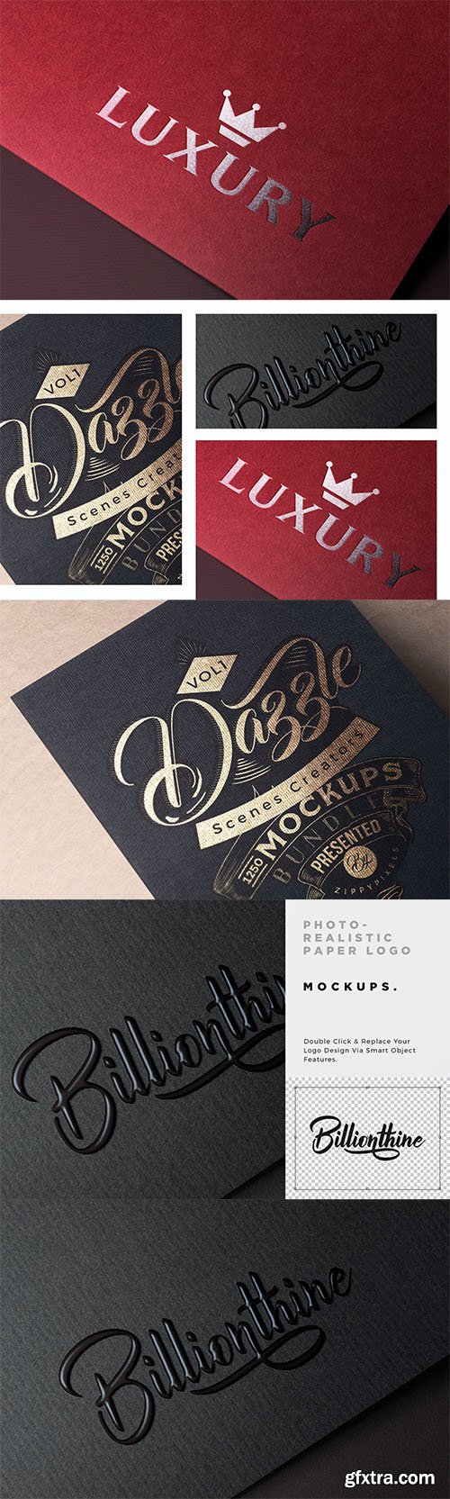 Photorealistic Paper Logo Mockups Photorealistic Paper Logo Mockups