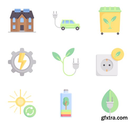 150 Sustainable Energy Icons (Lineal, Lineal Color, Flat)