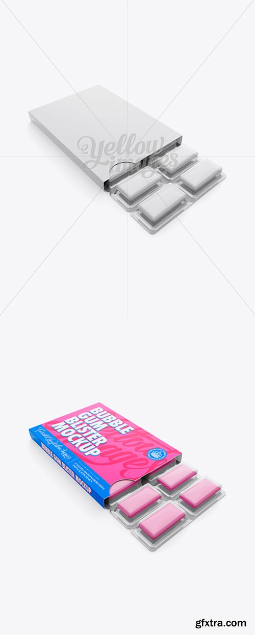 Chewing Gum in Blister Package Mockup - Top (Half-side View) 13040