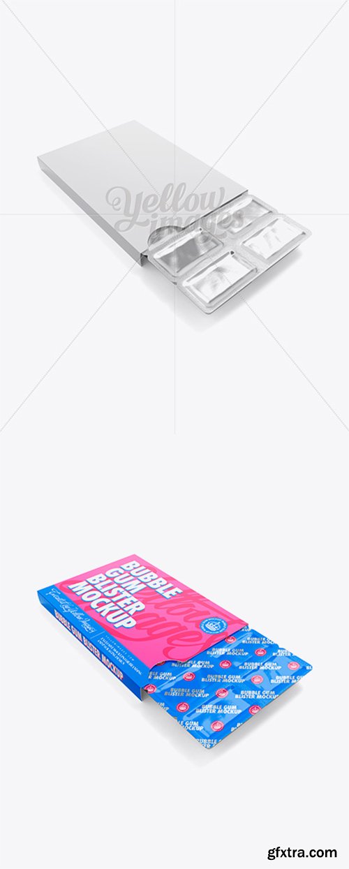 Chewing Gum in Blister Package Mockup - Bottom (Half-side View) 13041