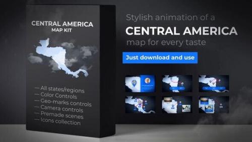 Udemy - Map of Central America with Countries - Central America Islands Map Kit
