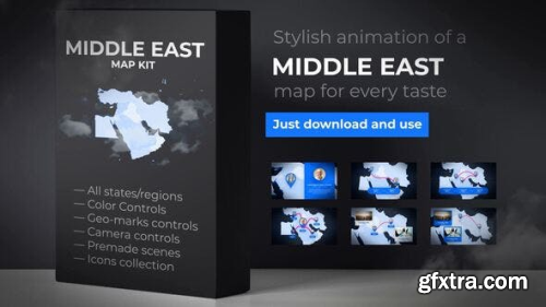 VideoHive Map of Middle East with Countries - Middle East Map Kit 24411382