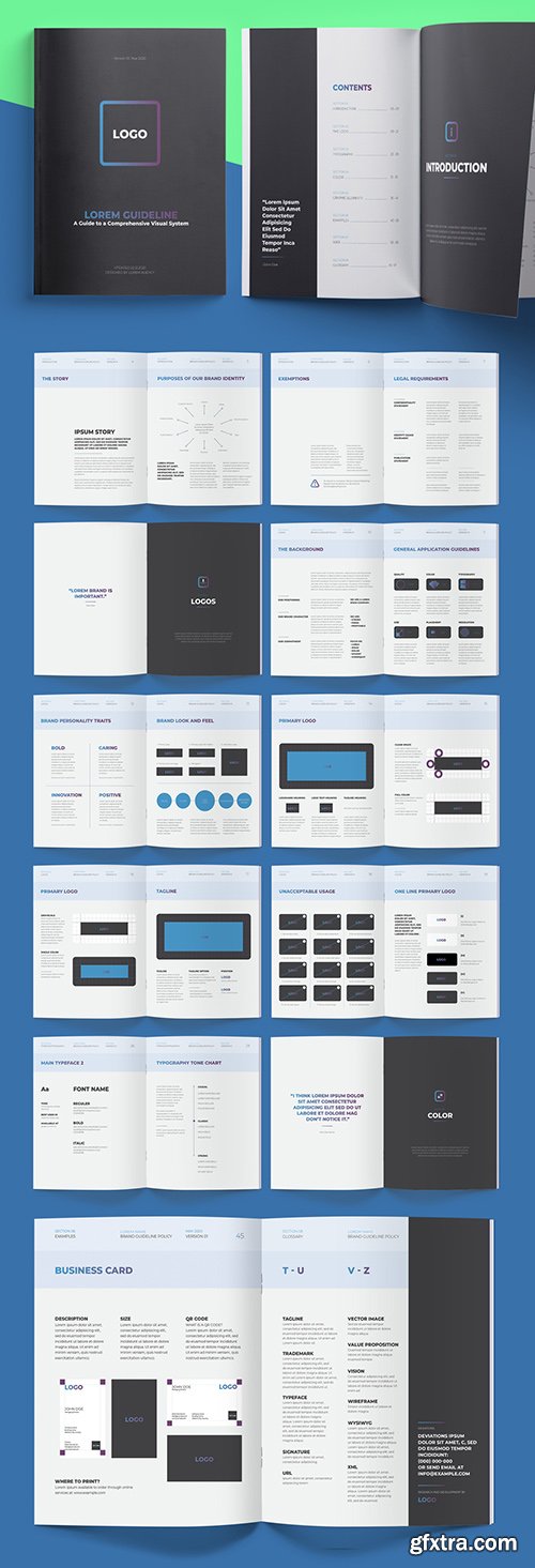 Brand Manual Layout Logo Guideline with Editable Light Blue Header 227498630 Brand Manual Layout Logo Guideline with Editable Light Blue Header 227498630