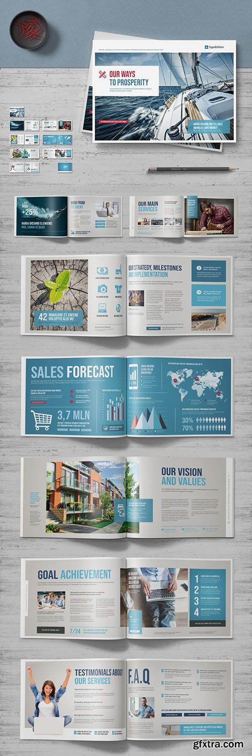 Landscape Brochure Layout with Red Accents 235788022