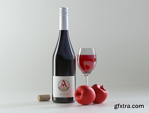 Wine Bottle Mockup near Apples 224741027