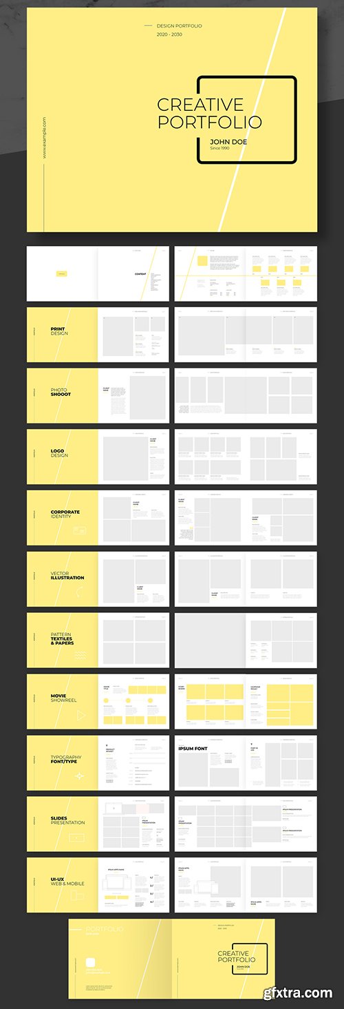 Personal and Agency Portfolio Layout with Yellow Accents 240018830