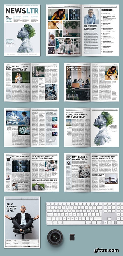 Newsletter or Magazine with Teal Accents 253835136