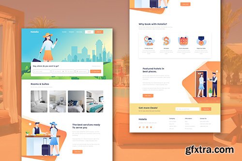 Hotelio - Booking & Travel Homepage (XD Template)
