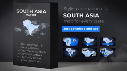 Udemy - Map of South Asia with Countries - Southern Asia Map Kit