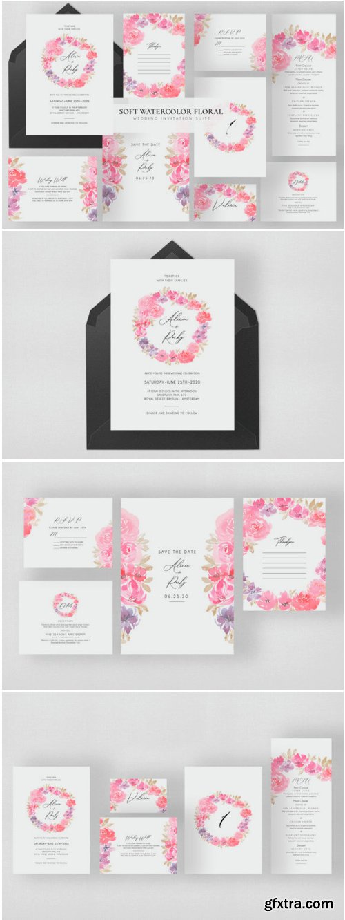 Soft Watercolor Floral Wedding Suite 1730584