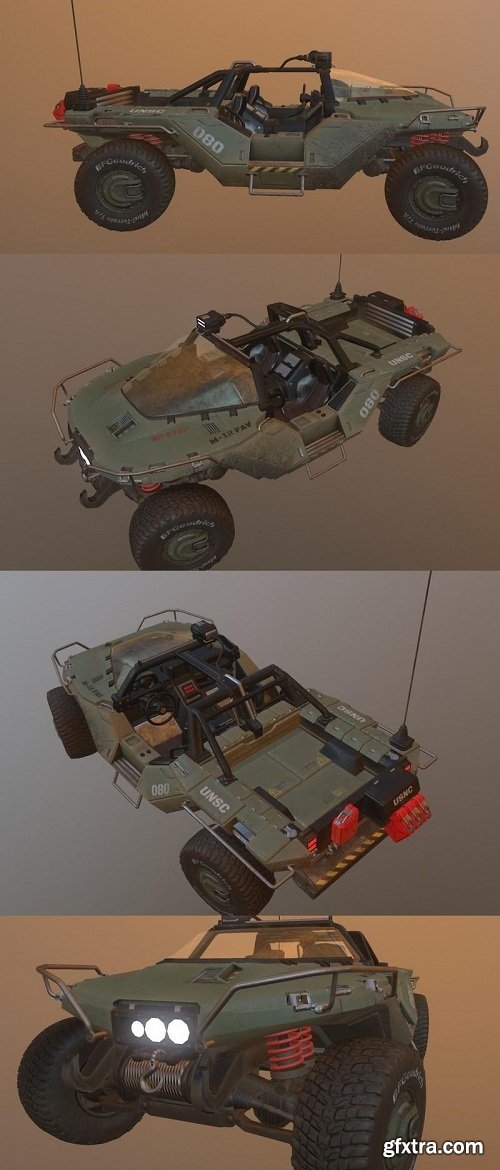Warthog Buggy from Halo Game 3D Model