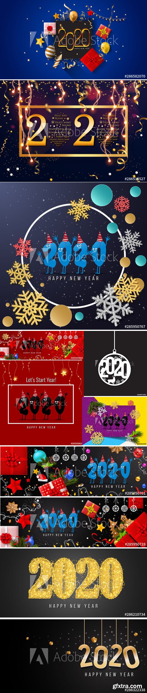 2020 Happy New Year Greeting Card and New Year Background vol.3