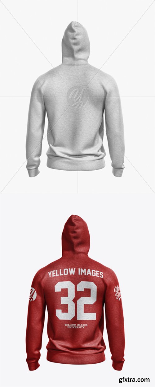 Melange Men’s Full-Zip Hoodie Mockup - Back View 32112