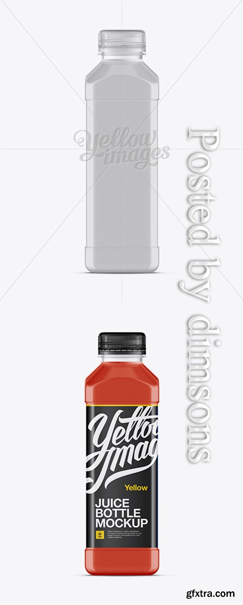 Plastic Juice Bottle W/ Clear Cap Mockup 11696